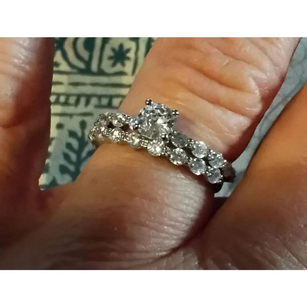 Gorgeous 2 Ct. Sim Diamond "Light Explosion" Bridal Wedding Ring Set Sz 9